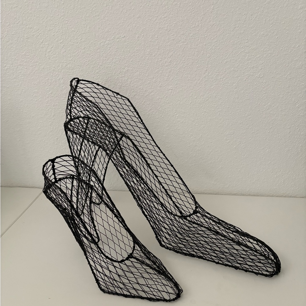 Decorative  Black Mesh Women's Shoes small and large